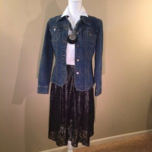 MICHAEL KORS BLACK/SILVER LACE SKIRT